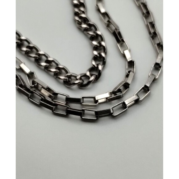 Green Crystal Key Necklace Triple Chain Bottom Into One Faceted Crystal Layered - Picture 4 of 12